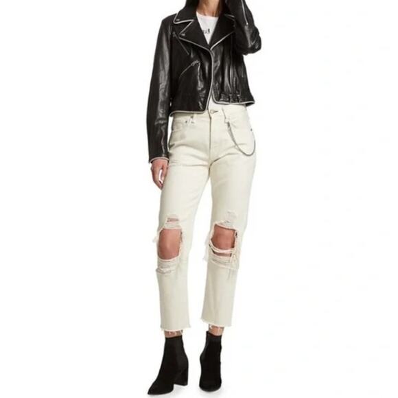 rag & bone Denim - Rag & Bone Jeans Womens 24 Disney Cruella Maya Hi Rise Slim Distressed